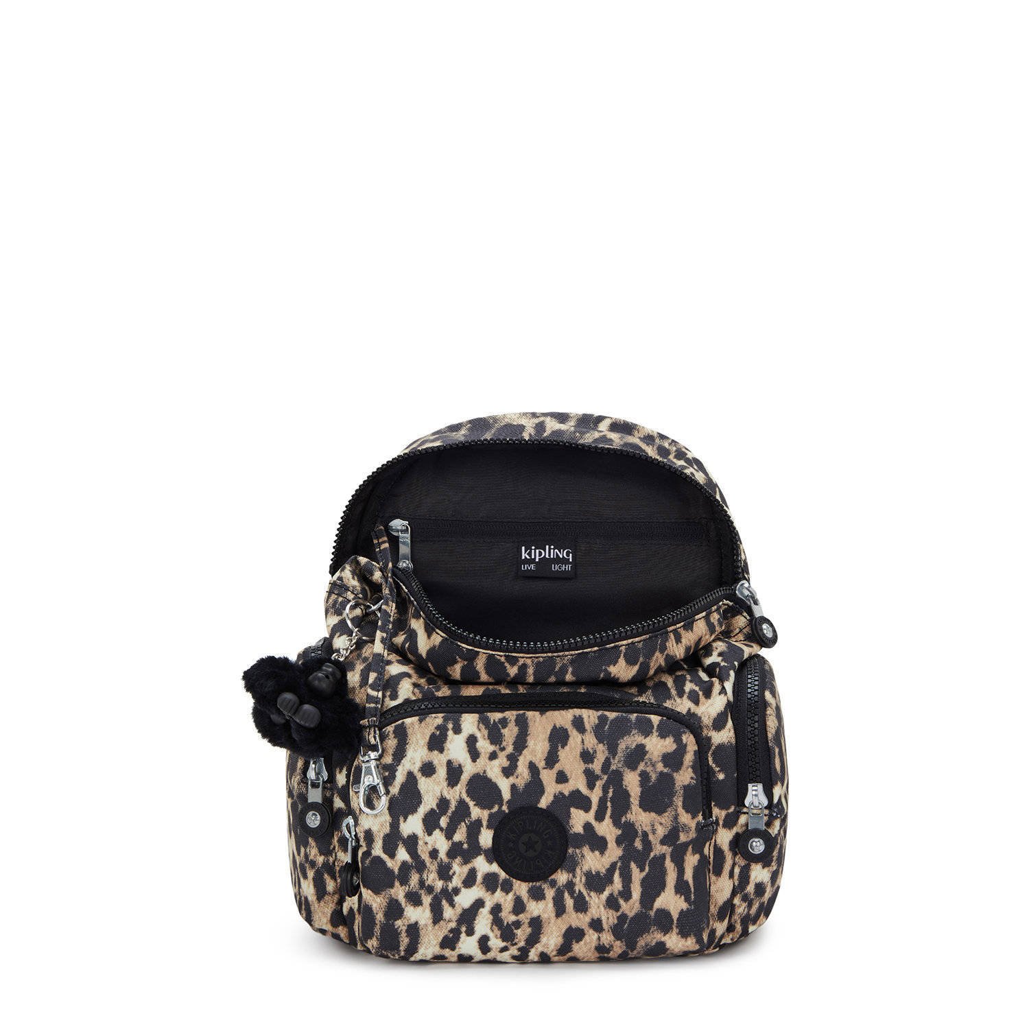 Kipling rugzak City Zip Mini met panteprint bruin