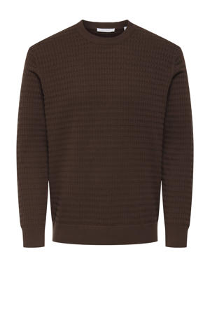 pullover met ingebreid patroon donkerbruin