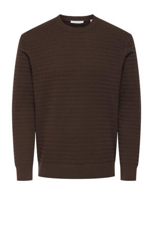 pullover met ingebreid patroon donkerbruin