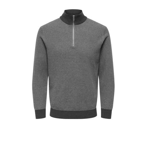 ONLY & SONS trui met ingebreid patroon grijs afbeelding