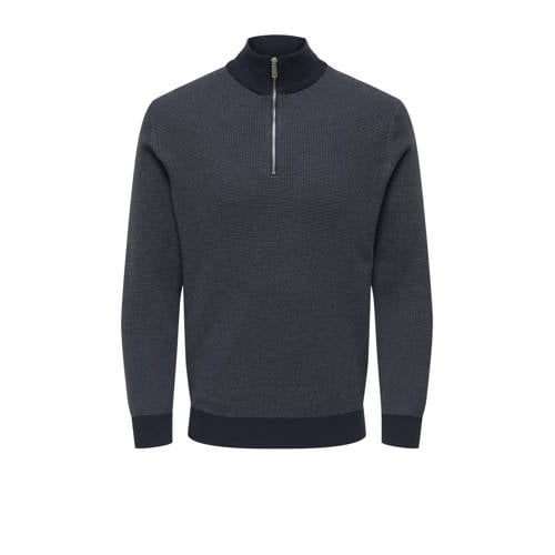 ONLY & SONS trui met ingebreid patroon donkerblauw afbeelding