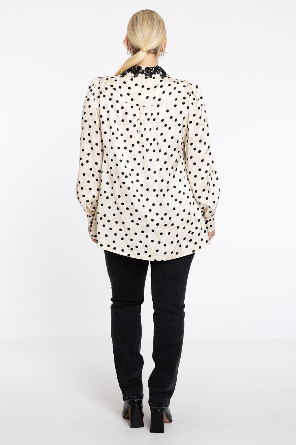 YOEK blouse met stippen beige