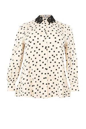 blouse met stippen beige