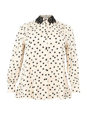 blouse met stippen beige