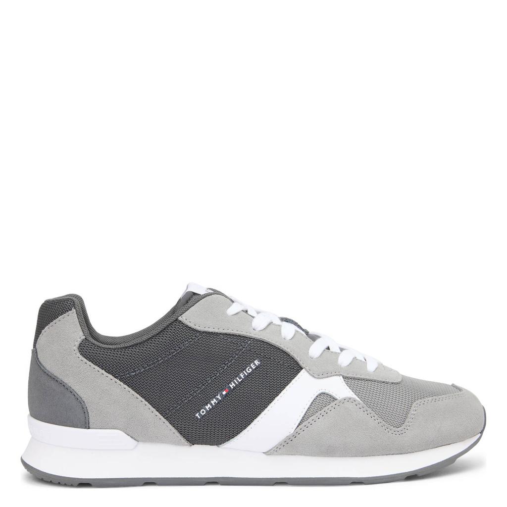 Grijze heren Tommy Hilfiger suède sneakers met veters