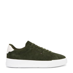 suède sneakers donkergroen
