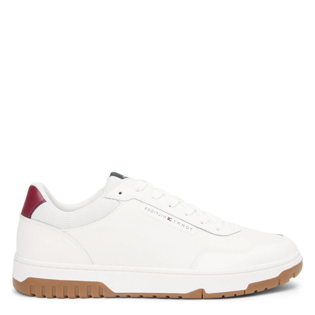 Wit en rode heren Tommy Hilfiger leren sneakers met veters