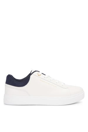 leren sneakers ecru/donkerblauw