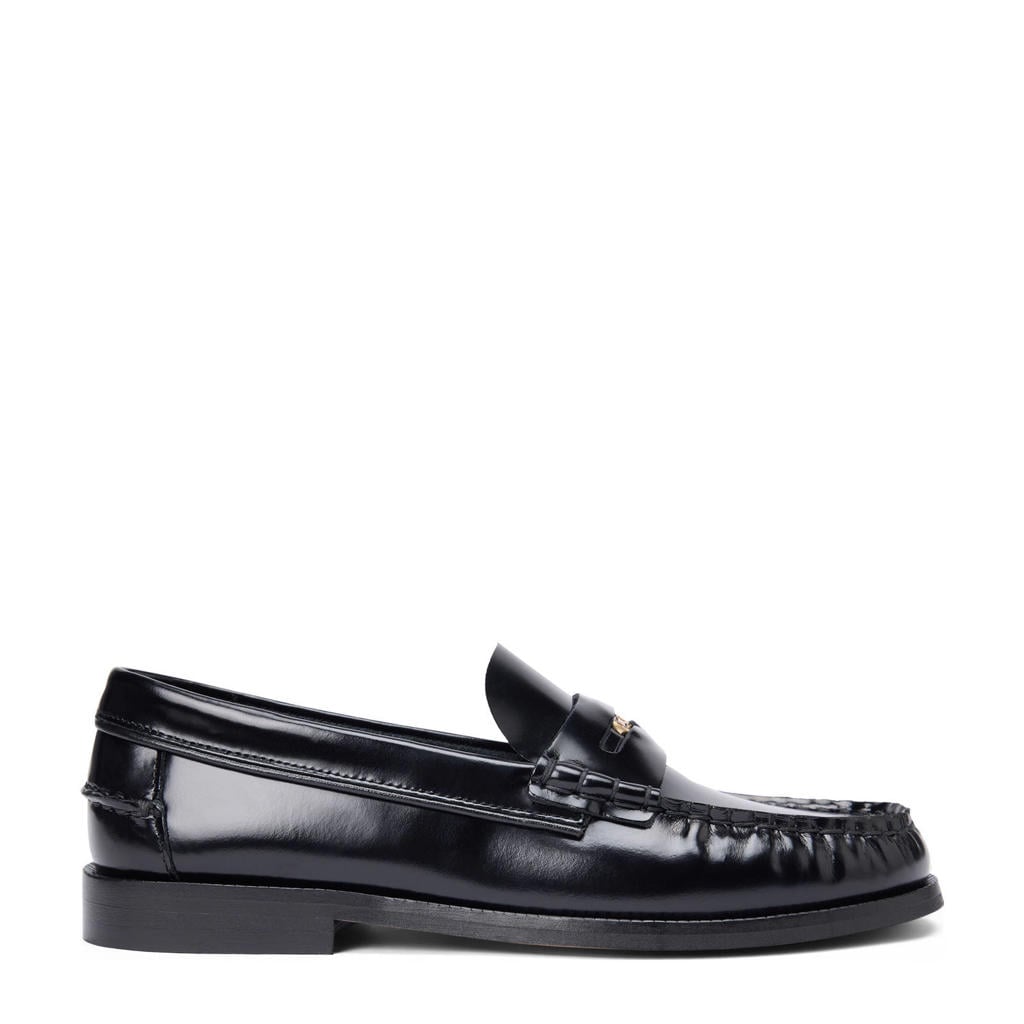 Zwarte dames Tommy Hilfiger leren loafers