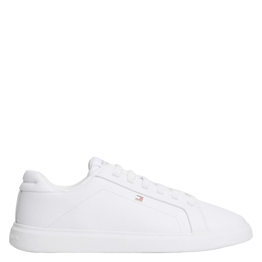 Witte dames Tommy Hilfiger leren sneakers van leerp met veters