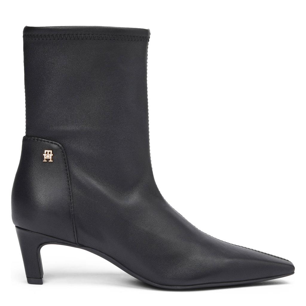 Zwarte dames Tommy Hilfiger leren enkellaarzen met ritssluiting