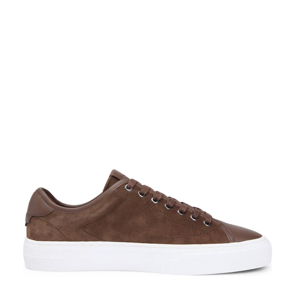 Bruine heren Tommy Hilfiger suède sneakers met veters