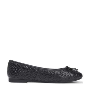 leren quilted ballerina's zwart