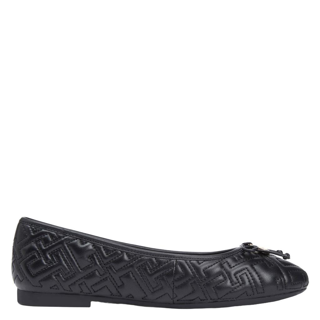 Zwarte dames Tommy Hilfiger leren quilted ballerina's
