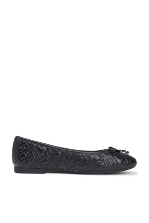 leren quilted ballerina's zwart