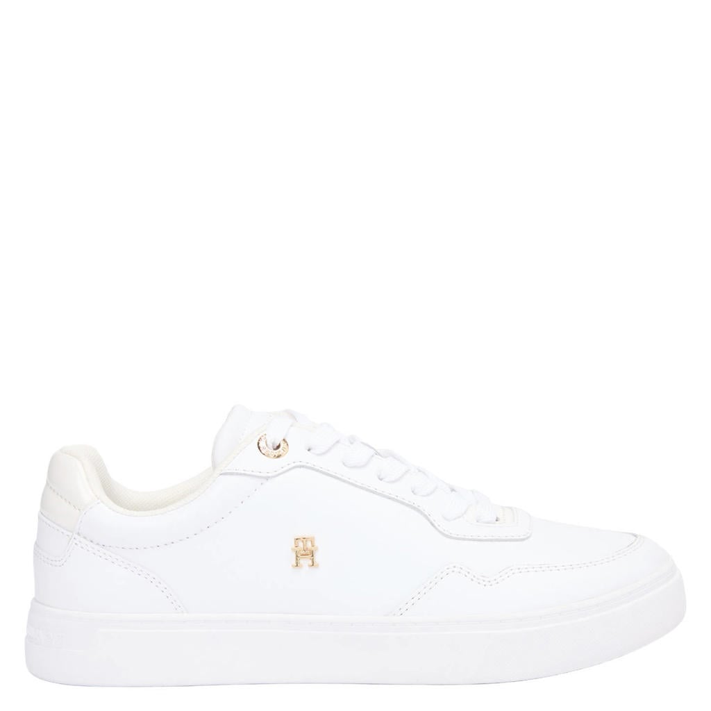 Witte dames Tommy Hilfiger leren sneakers met veters