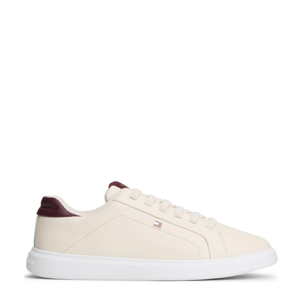 Ecru dames Tommy Hilfiger leren sneakers van leerp met veters