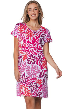 nachthemd wit/roze/paars