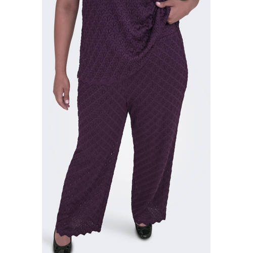 ONLY CARMAKOMA regular waist casual broek donkerrood gehaakt afbeelding