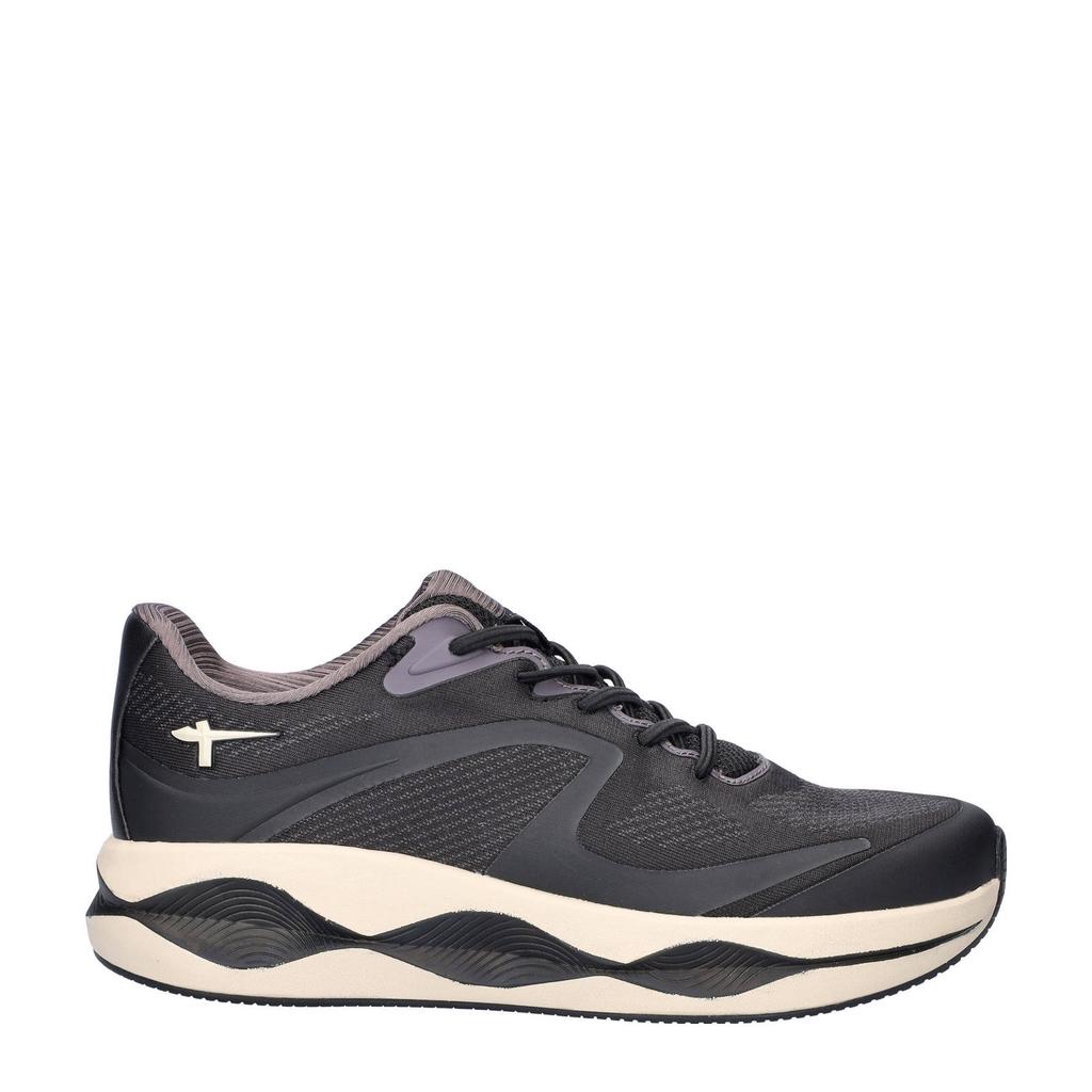 Zwarte dames Tamaris chunky sneakers van textiel en imitatieleer met elastische veters