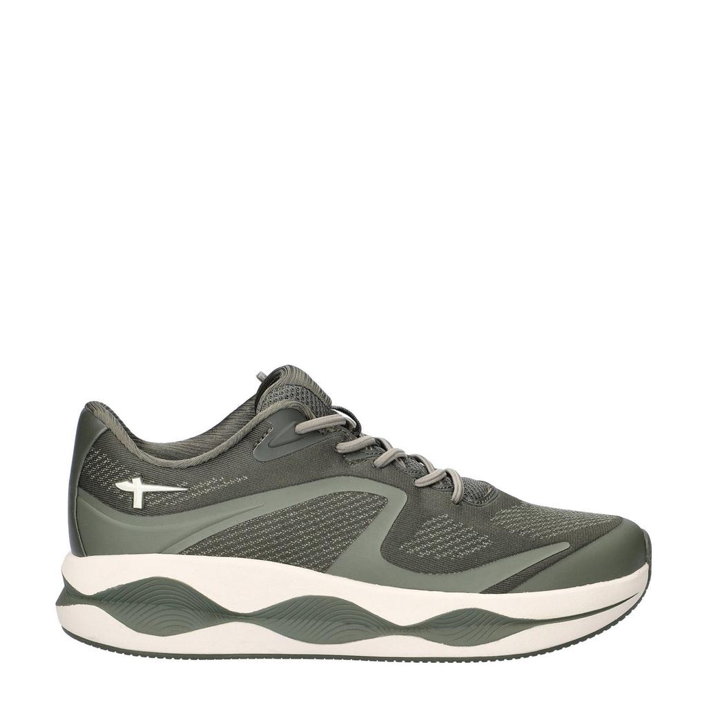 Groene dames Tamaris chunky sneakers van textiel met elastische veters