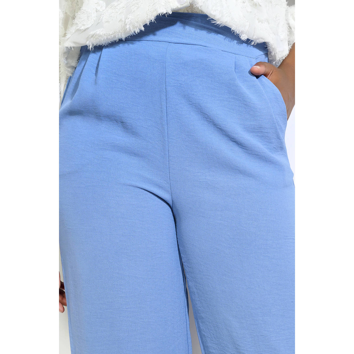 LOLALIZA wide leg regular waist pantalon blauw