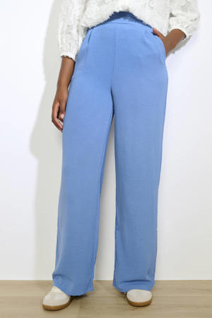 wide leg regular waist pantalon blauw