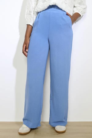wide leg regular waist pantalon blauw