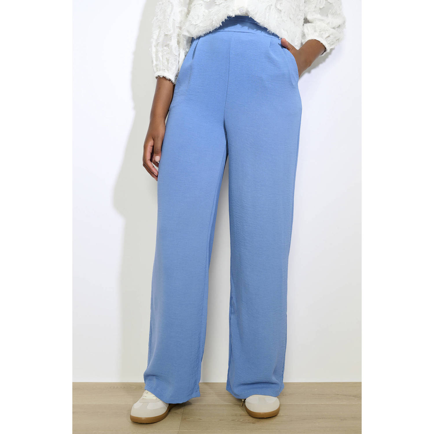 LOLALIZA wide leg regular waist pantalon blauw