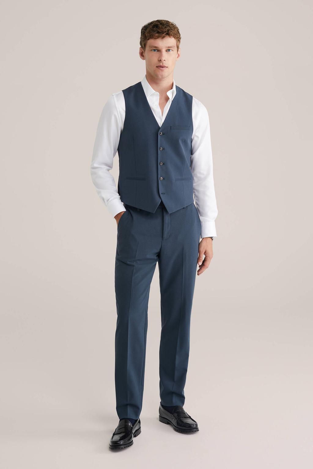 Donkerblauwe heren WE Fundamentals gilet van polyester met effen