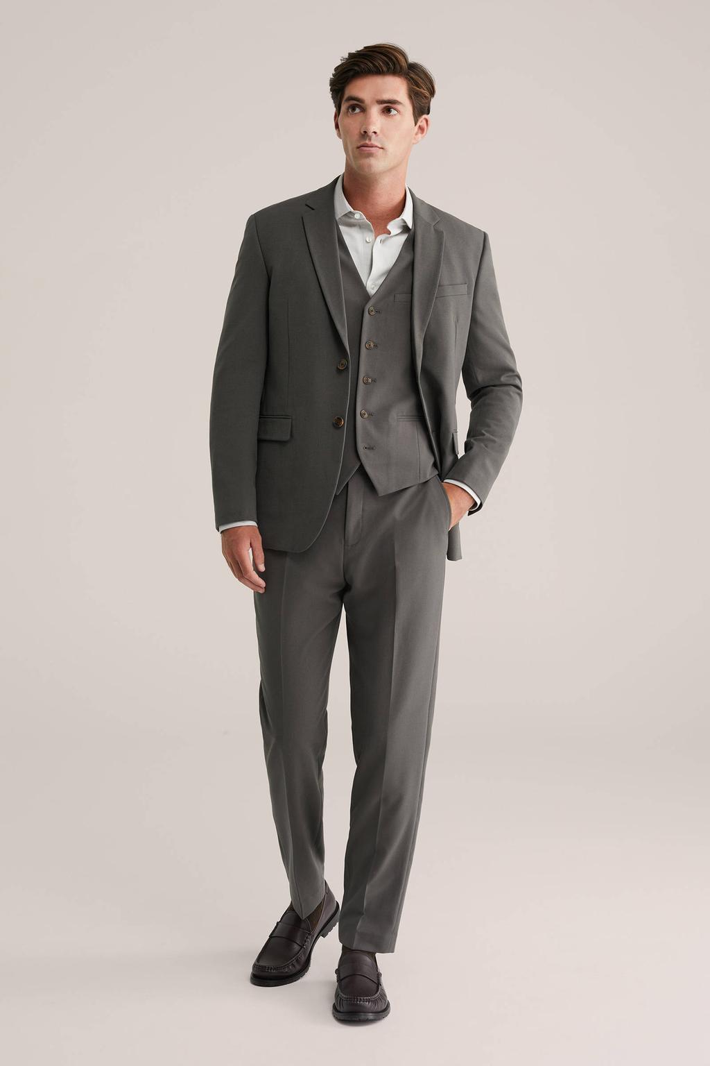 Grijze heren WE Fundamentals gilet van polyester met effen