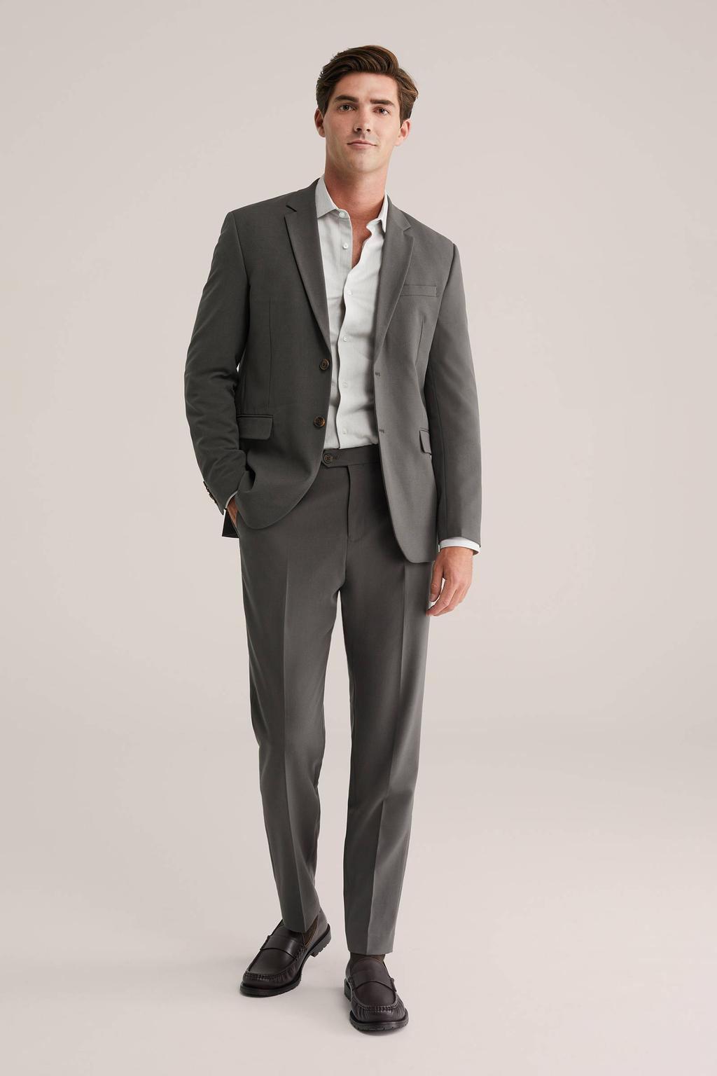 WE Fashion slim pantalon donkergroen