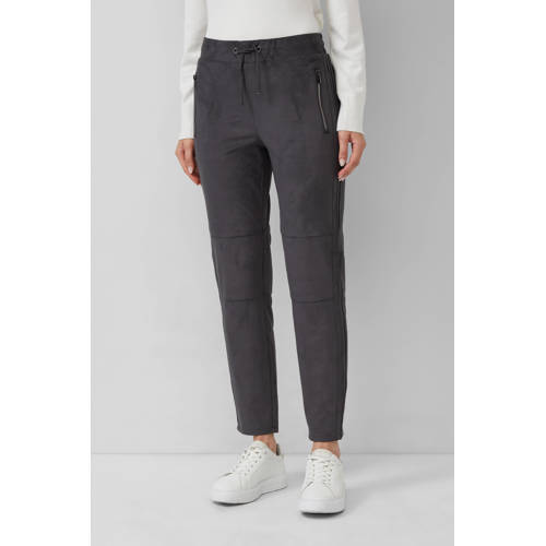 s.Oliver BLACK LABEL suede tapered regular waist casual broek antraciet afbeelding