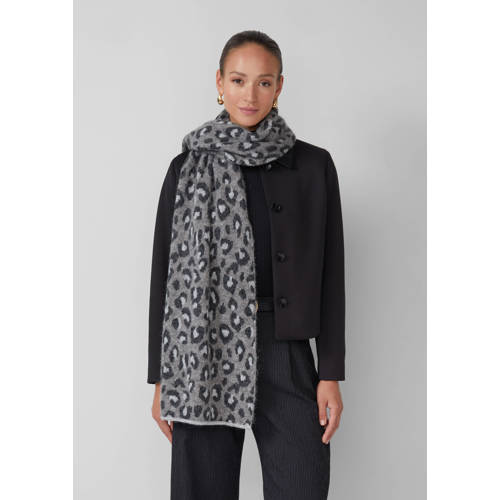 s.Oliver BLACK LABEL sjaal met panterprint antraciet afbeelding