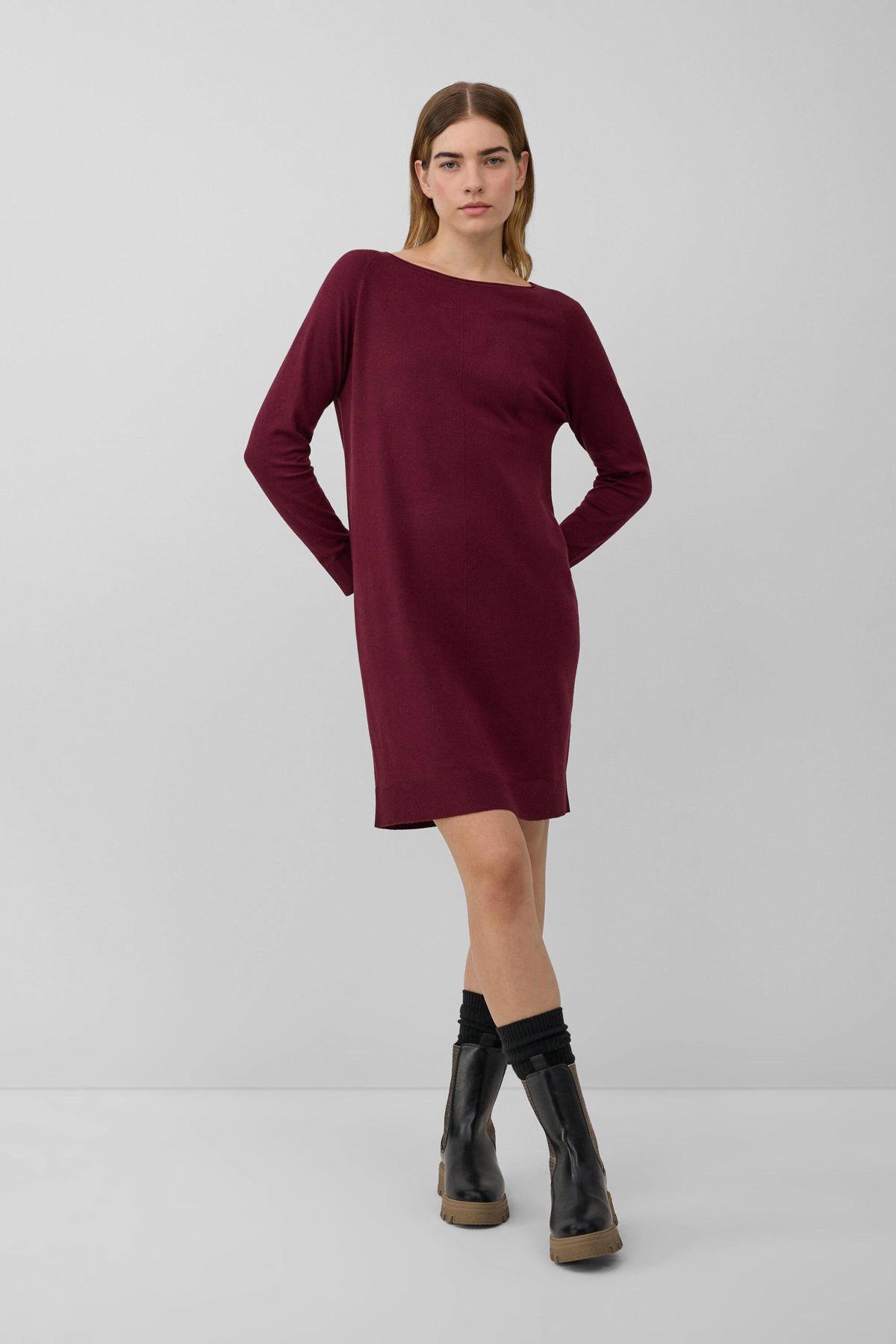 Gebreide Jurk S Oliver Jurken Online Gebreide Jurk Donkerrood Wehkamp