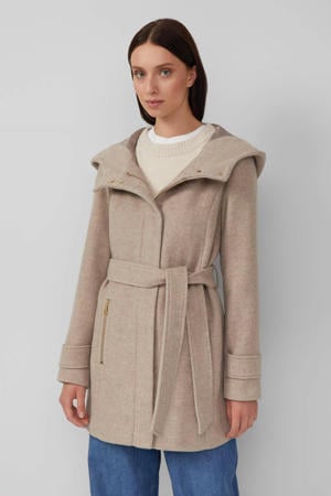 winterjas met wol beige