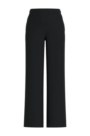 wide leg regular waist casual broek zwart