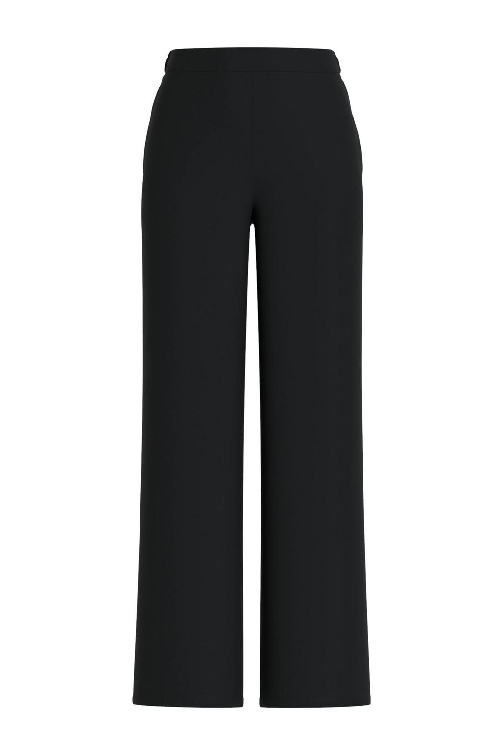 Zwarte dames VILA wide leg regular waist casual broek met effen