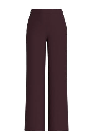 wide leg regular waist casual broek donkerrood gebreid