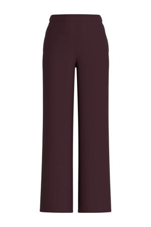 wide leg regular waist casual broek donkerrood gebreid