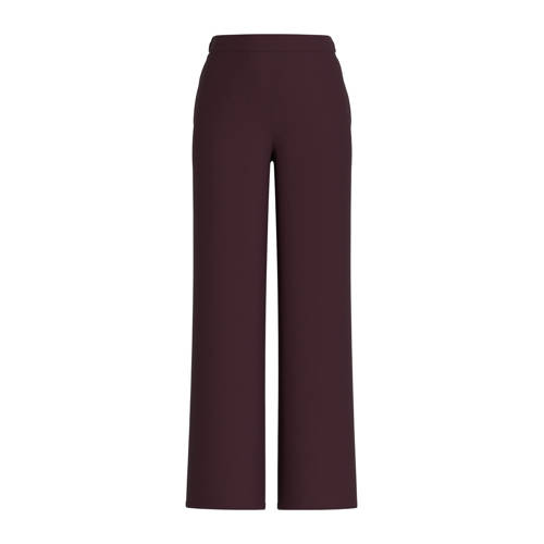 VILA wide leg regular waist casual broek donkerrood gebreid afbeelding