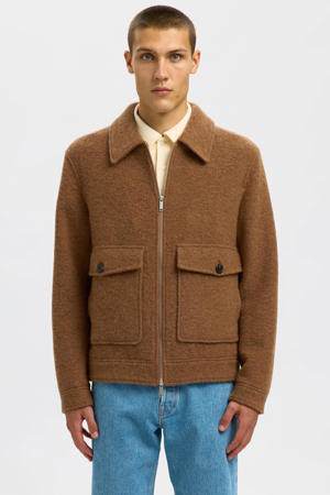 jacket met wol bruin