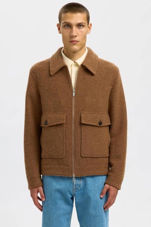 jacket met wol bruin