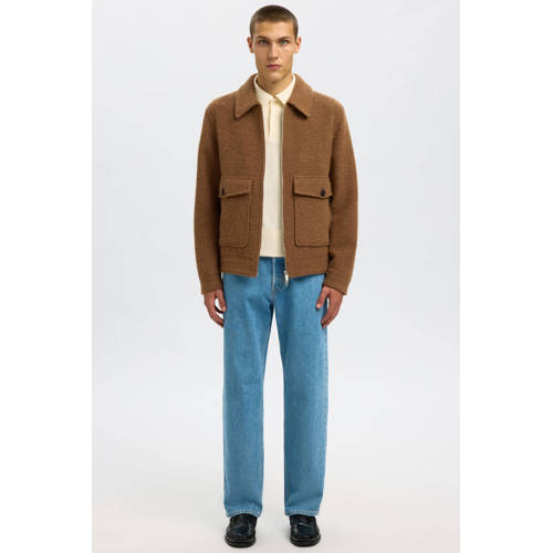 SELECTED HOMME jacket met wol bruin afbeelding