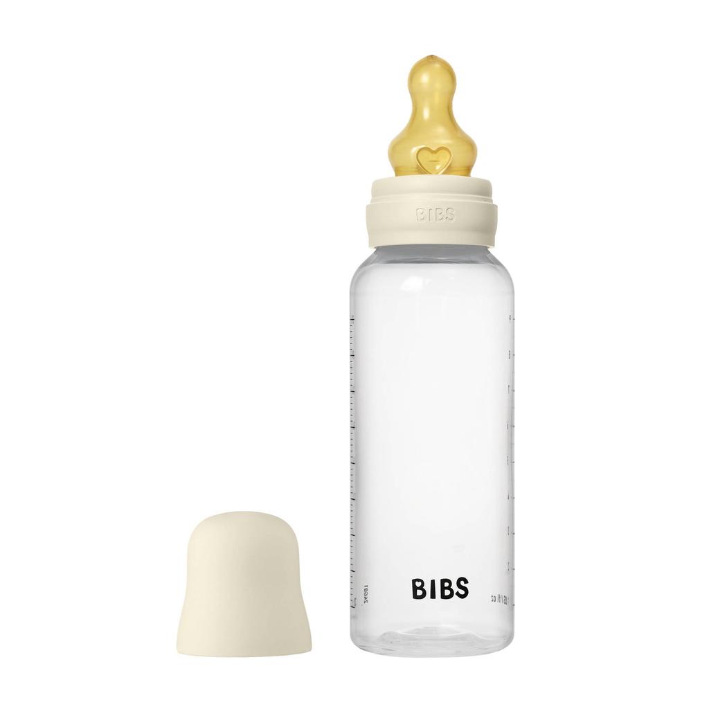 BIBS Babyfles 270 ml - Ivory - met latex speen en opvouwbare trechtertje