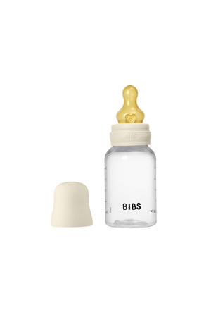 Babyfles 150 ml - Ivory - met latex speen en opvouwbare trechtertje