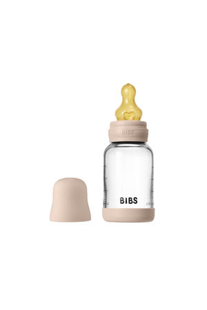 Glazen Babyfles - 120 ml - Blush - met latex speen en opvouwbare trechtertje