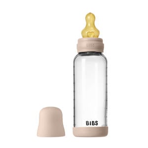 Glazen Babyfles - 240 ml - Blush - met latex speen en opvouwbare trechtertje