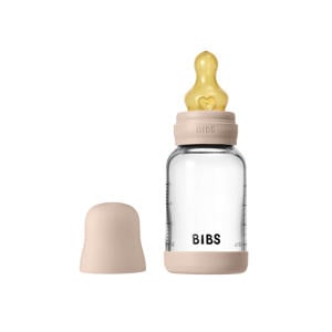 Glazen Babyfles - 120 ml - Blush - met latex speen en opvouwbare trechtertje