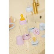 thumbnail: BIBS Glazen Babyfles - 120 ml - Ivory - met latex speen en opvouwbare trechtertje